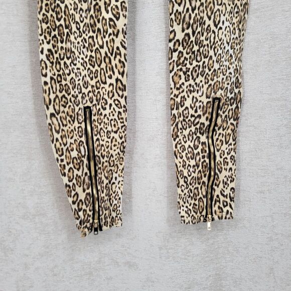 7FAM 7 For All Mankind Leopard Cheetah Skinny Jeans Gold Zippered Ankles - Picture 7 of 16